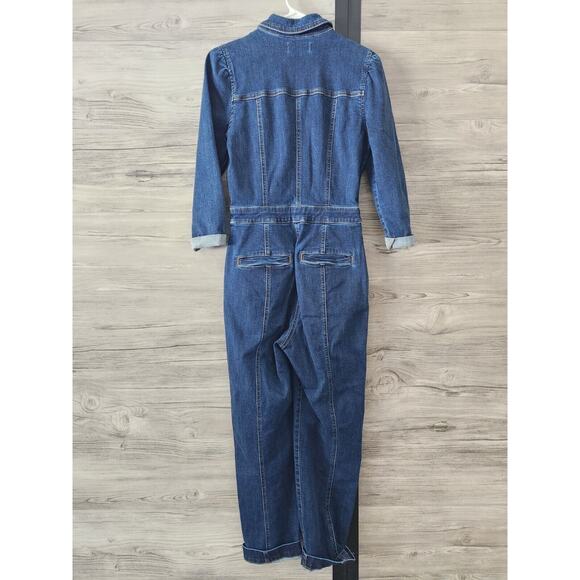 LAST CALL Madewell Puff Sleeve Denim Blue Jumpsuit Size Medium Pristine - Picture 3 of 6